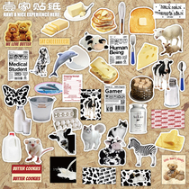 ins wind black and white cow butter Cheese Teddy Bear Sticker Laptop ipad Water cup Mobile phone waterproof sticker