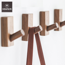 Nordic solid wood hook creative wall hanging door entrance wall wooden hanging hook Clothes hook free hole