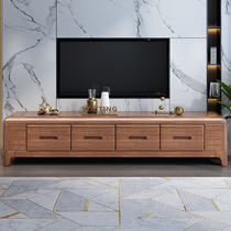 New Chinese walnut wood TV cabinet coffee table combination set simple modern small apartment living room storage cabinet