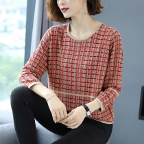  Early autumn new plus size sweater womens three-point sleeve western style fat mm autumn loose belly cover top thin sweater