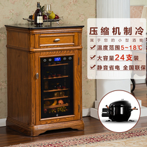 Wine cabinet Constant temperature wine cabinet Household tea refrigerator Small European solid wood embedded ice bar wine cabinet