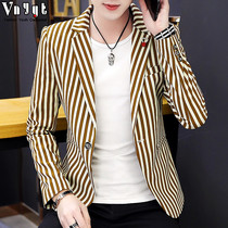 Mens Korean version of the suit casual slim-fit small suit trend striped suit personality top spring and autumn jacket men