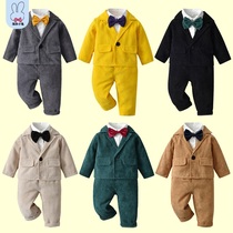 Childrens small suit boys dress suit Spring and Autumn Flower Boy host catwalk piano performance suit British style dress