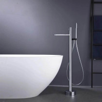 Bathtub floor type tap hot and cold full copper wood barrel cylinder edge type independent floor bath shower head Ming dress