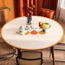 American vintage round table tablecloth waterproof and oil-proof non-washing silicone leather table mat household round coffee table mat