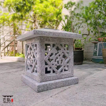Stone lantern granite solar pillar lamp villa door Chinese antique courtyard landscaping outdoor lawn lamp