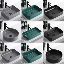 Table basin Single basin Ceramic art wash basin Household black balcony wash basin Square light luxury wind bathroom