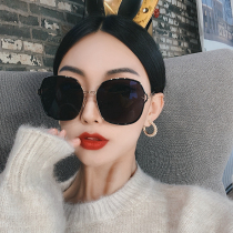 Korean version net red large frame ins oval black polarized ink mirror female large face slim beach sunscreen sunglasses