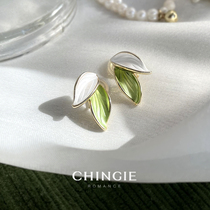 Monet Ear Clip Without Earhole Green Leaves Unique Design Sense Earning-like Temperament No Pain Mosquito Coil Spring New