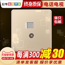 Bull switch socket TV telephone socket Type 86 wall wired closed circuit telephone line socket panel G18 gold