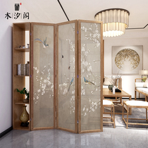 Screen folding mobile partition Living room locker Small household brake simple modern solid wood entrance cabinet