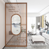 Entry solid wood grille entrance door to block the entrance of the new Chinese screen partition living room Hall decoration hollow seat screen