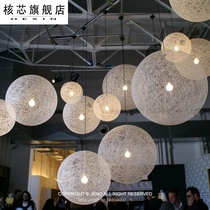 2021 net red living room lights Net Red hemp ball chandelier clothing store rattan cafe bar Nordic lamps creative bird