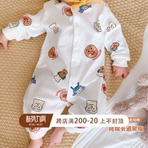  Baby autumn thin pajamas climbing clothes Baby cute cartoon ins wind harem newborn bottoming one-piece tide