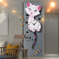 Net Red Cat clock wall clock living room creative modern simple fashion Home personality clock hanging wall free of holes