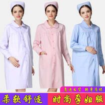 Nurse doctor maternity clothing winter white coat plus fat long sleeve white coat pregnancy nurse overalls winter thick