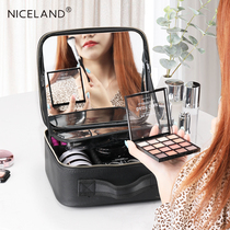NICELAND Portable womens makeup case with full-screen mirror makeup bag Portable large capacity cosmetics storage bag box