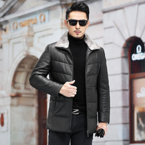 Senior fur coat male middle-aged mink and velvet clothes middle-long sheep-skin feather coat warm winter