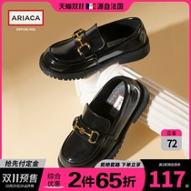 (Double 11)ARIACA girl shoes spring and autumn leather princess shoes British style single shoes black childrens small leather shoes