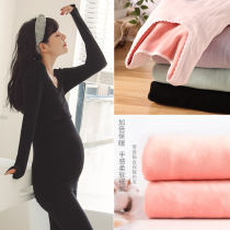 Pregnant women autumn clothes and trousers set autumn and winter nursing pajamas women winter plus velvet thick warm underwear moon clothing winter clothes