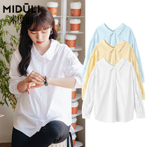 Miduli maternity clothing autumn coat spring and autumn pregnant womens shirt Autumn Work long sleeve shirt loose doll shirt