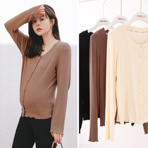 Miduli pregnant women sweater spring and autumn interior wear base shirt knitted coat cardigan coat pregnant women autumn and winter