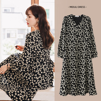 Miduli maternity dress spring and autumn pregnant womens dress autumn fashion New pregnant womens skirt floral long skirt autumn dress