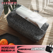 Small tissue box fabric cotton linen Nordic living room pumping paper box set simple art fresh paper towel storage set household