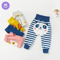 (clear cabin) Childrens large pp pants pure cotton baby high waist protection belly pants baby pants boy girl girl pants spring autumn