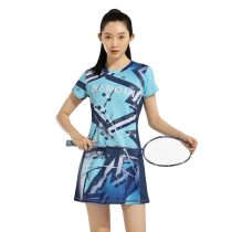 2021 summer new badminton tennis dress sports women short sleeve set quick-dry breathable age-reducing one-piece skirt