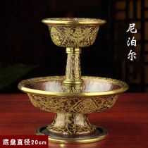 Dharma cup pure copper Buddhist supplies Nepal imported handmade copper gold-plated carved offerings to the dharma chassis 20cm