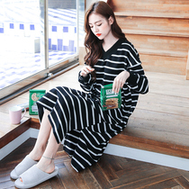 Conspicuthin long sleeves sleeping dress Children pure cotton spring autumn and winter long style can be worn outside pregnant woman loose with chest cushion pyjamas home clothes