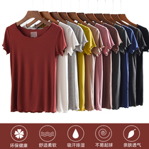 Modal Pajamas Women's Summer Short Sleeve Wooden Ear T-shirt Top One-piece Tight Slim Fit Home Wear