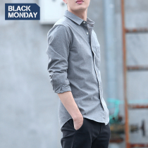 Shirt men long sleeve youth cotton autumn and winter grinding shirt fashion leisure Korean students slim tide inch shirt