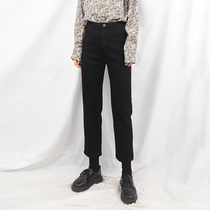 Black outer wear plus velvet leggings womens autumn and winter Joker pants size fat mm thickened heat straight cotton pants