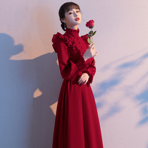 Toast service bride bride 2021 New temperament autumn winter long sleeve arm princess engagement dress usually wear