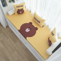 Custom cute cartoon bay window mat Printed windowsill mat Coconut brown latex bedroom tatami balcony mat removable and washable