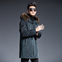 2021 New Parker clothing mens whole mink liner medium long forest mink coat mens fur coat leather winter tide