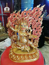 Nepal all gilt carved inlaid gems to Vajra hand Bodhisattva statue height 35cm