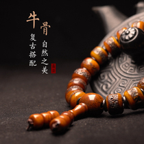 Tibet Lhasa straight hair Lazanobu original handmade yak bone mens black bracelet birthday gift