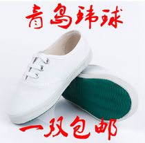 Qingdao global white shoes indoor shoes kindergarten small white shoes gymnastics shoes boys and girls canvas shoes White net running shoes