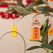 New Year's creative decorative scene tag tiger year blessing language decorative pendant with hanging rope