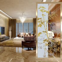 Art glass living room background wall partition screen porch simple entrance process transparent frosted effect Jinzhu News