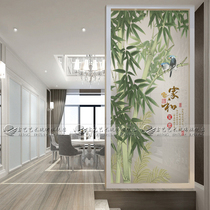 Explosive art glass simple style partition deep carving process porch screen craft glass bamboo newspaper peace