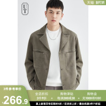 Suede short jacket mens workwear spring and autumn new Korean trend thick casual blazer collar coat men