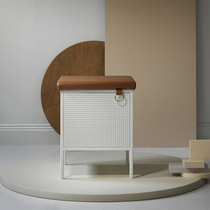 Storage stool storage stool for sitting on the bench PU leather storage stool PU leather storage bench iron art multifunction cage door hall Shoe Stool