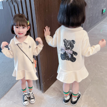 Girl dress spring new children POLO skirt baby sweater dress spring and autumn foreign girl princess dress