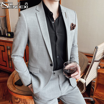 Autumn suit mens suit jacket casual trend plaid small suit Korean version 2021 Spring and Autumn new summer