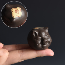 Zisha tea pet ornaments tea play tea art piggy boutique can raise the lucky pig Wufu pig Fu-Lu-Shou-Cai-Xi