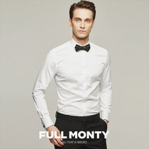 FULL MONTY White French long sleeve shirt mens wedding wedding groom dress cotton slim shirt winter